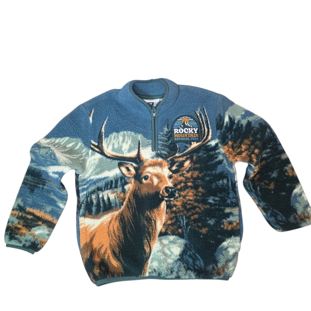 National Park Outfitters Boys 6/7 Moose Mountain Scenic Fleece Pullover